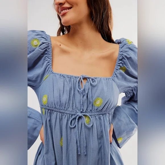 NWOT Free People Emory Embroidered Midi Dress $168 XS - Picture 5 of 9